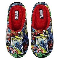 Bioworld Marvel Avengers Retro Comic Strip Fleece Lined Foam Slippers For Men For Women, House Slippers for Indoors and Outdoor