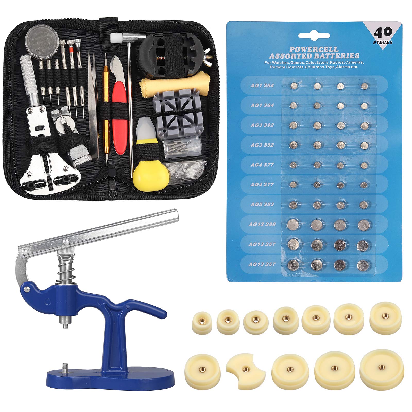 Justech Complete 204-Piece Watch Repair Kit with Batteries, Watch Battery Replacement Tool Watch Back Removal Tool Watch Band Adjustment Tool with Carrying Case
