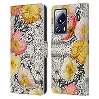 Head Case Designs Officially Licensed Micklyn Le Feuvre Collage of Flowers and Pattern Florals 2 Leather Book Wallet Case Cover Compatible with Xiaomi 13 Lite 5G