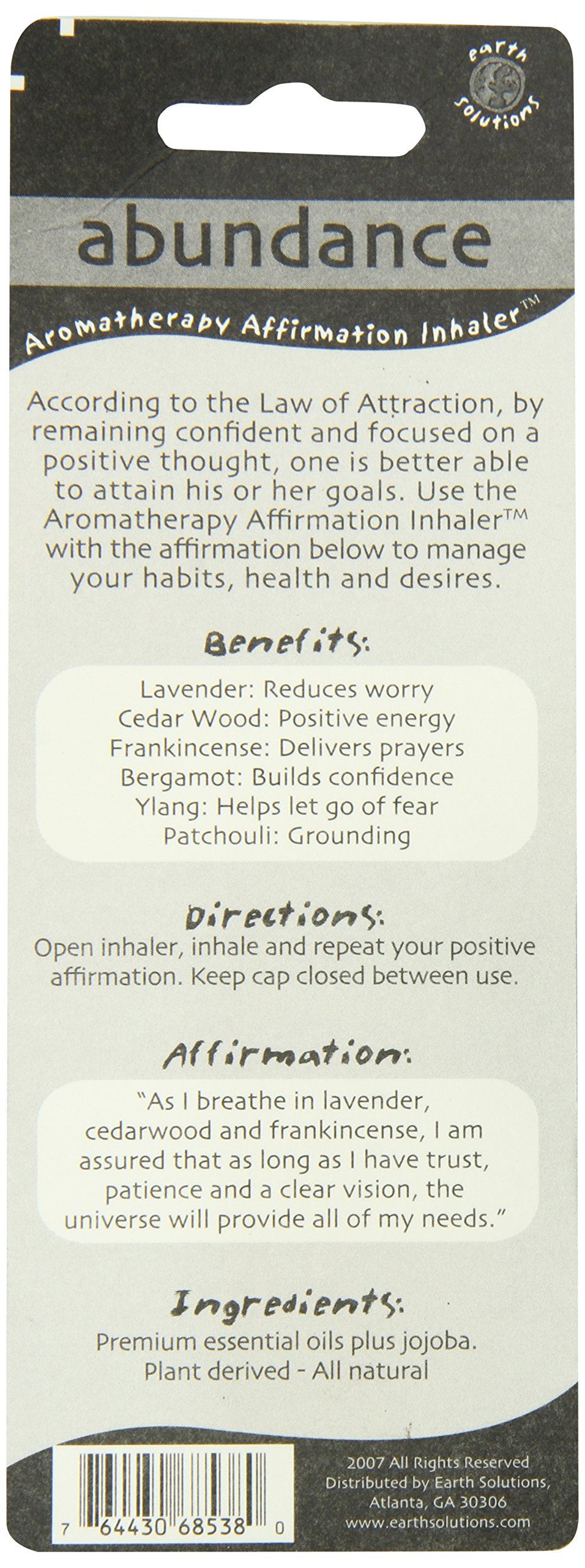 Abundance Aromatherapy Essential Oils Scent Inhaler | A Plant Derived Extract for Manifestation | A Therapeutic Grade Essential Oils Inhaler with An Affirmation for Greater Success (ES)