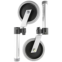 Medline 5-Inch Swivel Caster Foot Piece Set for Walkers, Enhances Mobility, Helps Reduce Friction, Ideal for Medical Patients, Hospitals, and Nursing Homes, 1 Pair