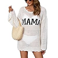 shermie Swimsuit Coverup for Women Long Sleeve Summer Beach Crochet Knit Bathing Suit Cover Ups