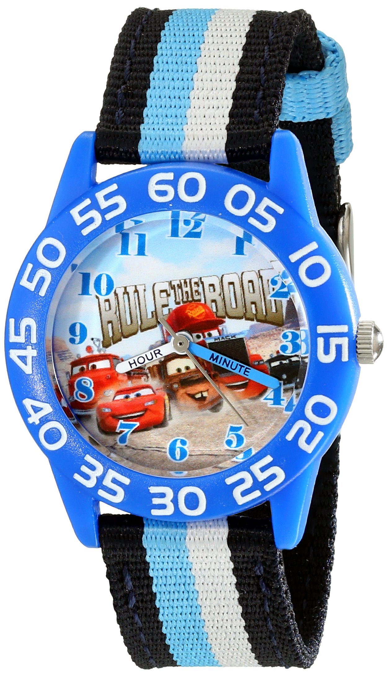 Disney Cars Kids' Plastic Time Teacher Analog Quartz Nylon Strap Watch