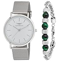 Gianello Men's Watch and Jewelry Sets Watch + Bracelet Combo Watches for Men Luxury Wristwatch Gifts for Dad Boyfriend