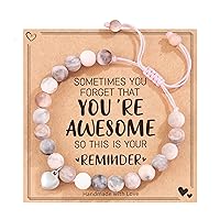 Natural Stone Bracelets for Teen Girls, Sometimes Your Forget You're Awesome Reminder Bracelets Best GIfts Ideas for Girls with Quote Card