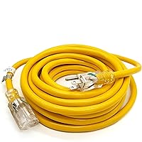 25 ft - 10 Gauge Heavy Duty Extension Cord - Lighted SJTW - Indoor/Outdoor Extension Cord by Watt's Wire - 25' 10-Gauge Grounded 15 Amp Extension Cord