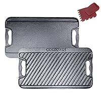 Double Side Griddle,Pre-Seasoned Cast Iron Griddle,Flat Top Grill Dual Handles,Griddle for Gas Grill,Pancake Griddle,Stove Top Griddle,Griddle Grill Compatible For Oven,Outdoor Griddle For Camping