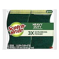 Scotch-Brite Heavy Duty Scrub Sponges, Sponges for Cleaning Kitchen and Household, Heavy Duty Sponges Safe for Non-Coated Cookware, 6 Scrubbing Sponges