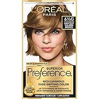 L'Oreal Paris Superior Preference Fade-Defying + Shine Permanent Hair Color, 6.5G Lightest Golden Brown, Pack of 1, Hair Dye
