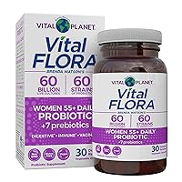 Vital Planet - Vital Flora Women Over 55 Daily Probiotic, 60 Billion CFU, Diverse Strains, Organic Prebiotics, Vaginal and Immune Support, Digestive Health Probiotics for Women 30 Capsules