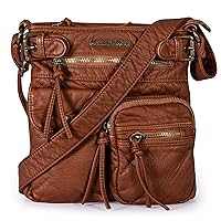 Crossbody Bag for Women Soft Washed Leather Multi Pocket Shoulder Purses