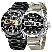 MEGALITH Mens Watches Waterproof Digital Military Watches for Men Sports Chronograph Mulifunction LED Dual Time Analog Quartz Wrist Watch Mens Tactical Heavy Duty Rugged Watch, Alarm Stopwatch