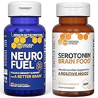 NATURAL STACKS Neurofuel Nootropic & Serotonin Brain Food Bundle - Promotes a Positive Mood & Focus - 105 Capsules