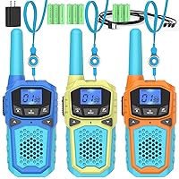 Walkie Talkies for 3 Pack, Rechargeable Long Distance Walkie Talkies, Suitable for Camping Hiking Birthday Gift Outdoor Toys for 3 4 5 6 7 8 9 10 Year Boys and Girls