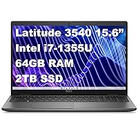 Dell 2024 New Latitude 3540 13th Gen Intel i7-1355U, 15.6 Inches Full HD (1920x1080), 64GB RAM, 2TB SSD, Windows 11 Pro, WiFi 6, Numeric Keyboard, RJ-45, Bluetooth, Webcam – Business Slim Light Laptop