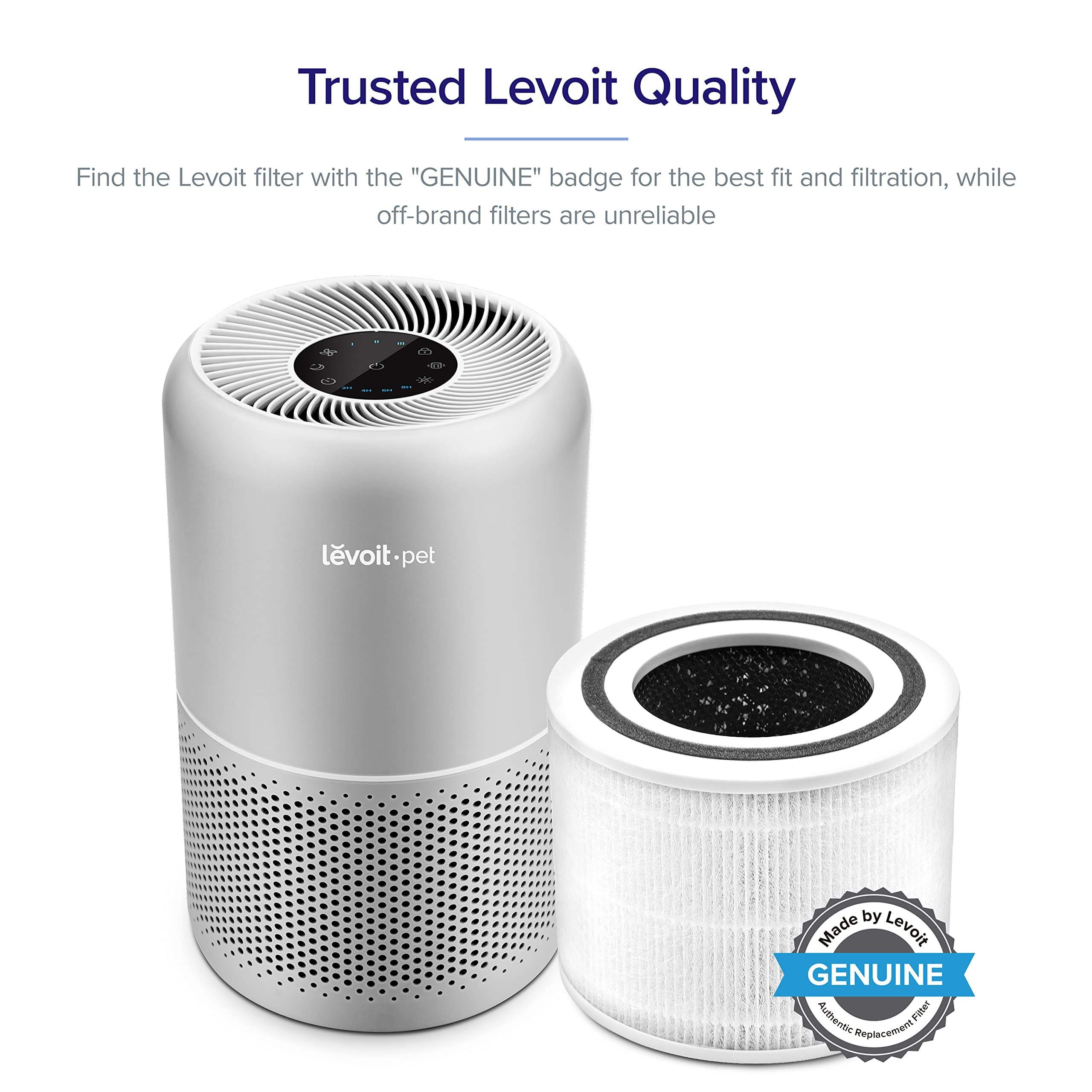 LEVOIT LV-H135 Air Purifier Replacement Filter, HEPA and High-Efficiency Activated Carbon Filters Set, LV-H135-RF, 1 Pack, White & Core P350 Air Purifier Replacement Filter, 3-in-1 HEPA Pet Allergies