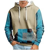 Mens Sweatshirt Oversized Plaid Hoodie For Men 2023 Fall Casual Sweatshirts Drawstring Hooded Pullover With Pocket
