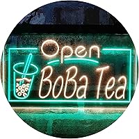 ADVPRO Boba Tea Open Café Dual Color LED Neon Sign Green & Yellow 24 x 16 Inches st6s64-i4031-gy