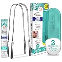 Tongue Scraper for Adults 2 count (Pack of 1) with Travel Case, 420 Medical grade Stainless Steel, Aids in Fresh Breath & Oral Care - Travel-Friendly