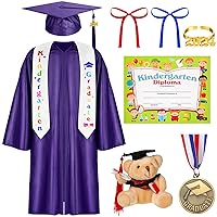 Capoda 9 Pcs Kids Kindergarten Graduation Cap Gown with Tassel 2024 Year Charm Preschool Graduation Cap Gown