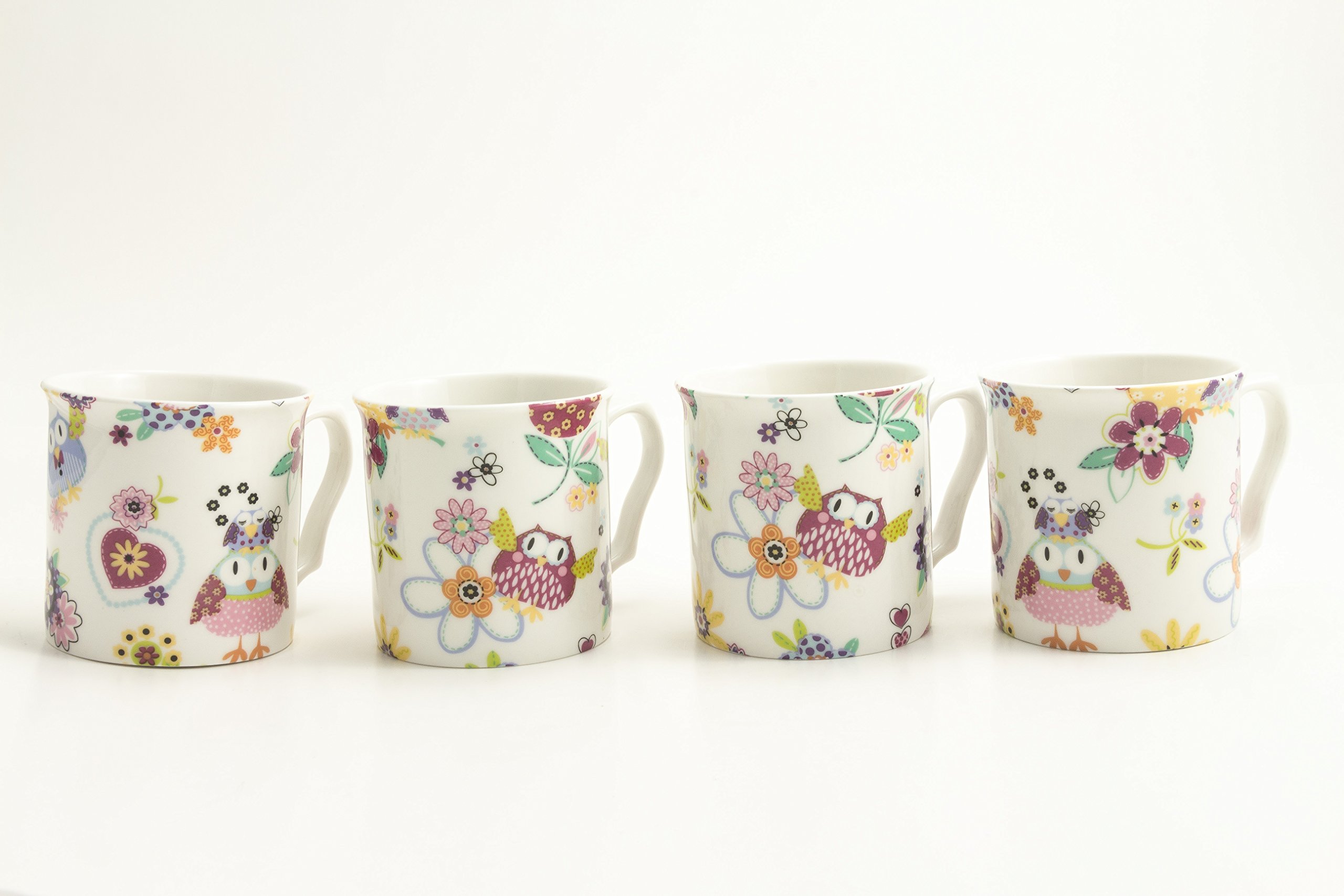Happy Hoots Porcelain Gift Set - 4 Porcelain Mugs by Shannonbridge Ireland