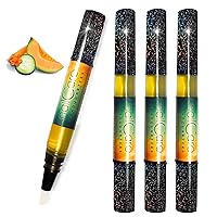 Cuticle Oil Pen for Nails - Nail Strengthener & Growth Treatment Serum for Damaged Nails, Hangnails w/Jojoba cuticle oil—Cucumber Melon Fragrance - Holographic Glitter Pens 4-Pack