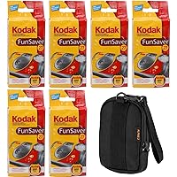 Kodak Fun Saver 35mm One-Time-Use Disposable Camera with Flash, 27 Exposures 6-Pack with Slinger Camera Bag