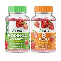 Lifeable Moringa Leaf + B Complex, Gummies Bundle - Great Tasting, Vitamin Supplement, Gluten Free, GMO Free, Chewable Gummy