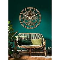 Tree of Life Round Metal Large Wall Clock Silent Non-Ticking Decorative Clocks Battery Operated Quartz Quiet Clocks for Home (Gold, 13.7