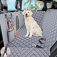 Dog Cars Seat Cover for Pets 100% Waterproof Backseat Dog Cover for Car w/Mesh Window Scratch Proof Nonslip Wearproof Car Back Seat Protector for Dogs for Cars Trucks and SUVs-Grey
