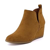 CUSHIONAIRE Women's Tito wedge bootie +Memory Foam, Wide Width available