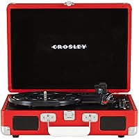 Crosley CR8005DP-RE1 Cruiser Plus Vintage 3-Speed Bluetooth in/Out Suitcase Vinyl Record Player Turntable, Red
