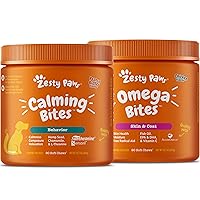 Calming Soft Chews for Dogs - Composure & Relaxation for Everyday Stress + Omega 3 Alaskan Fish Oil Chew Treats for Dogs - with AlaskOmega