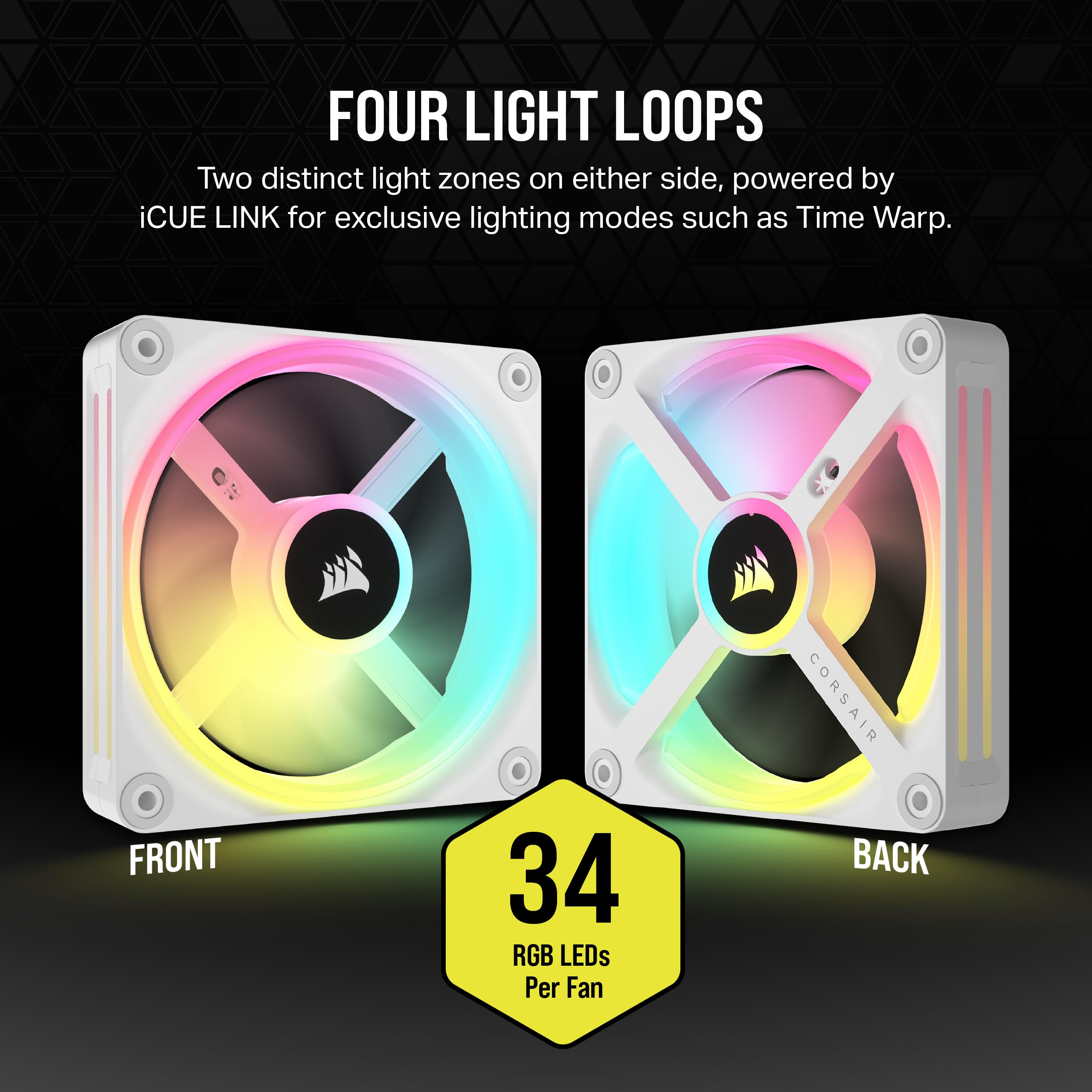 Corsair iCUE LINK QX120 RGB 120mm Magnetic Dome RGB Fans - Triple Fan Starter Kit with iCUE LINK System Hub - White