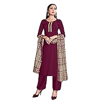 Indian Kurti for Womens With Pant & Dupatta | Rayon Foil Printed Long Kurta Partywear Kurtis For Women Tops Tunic