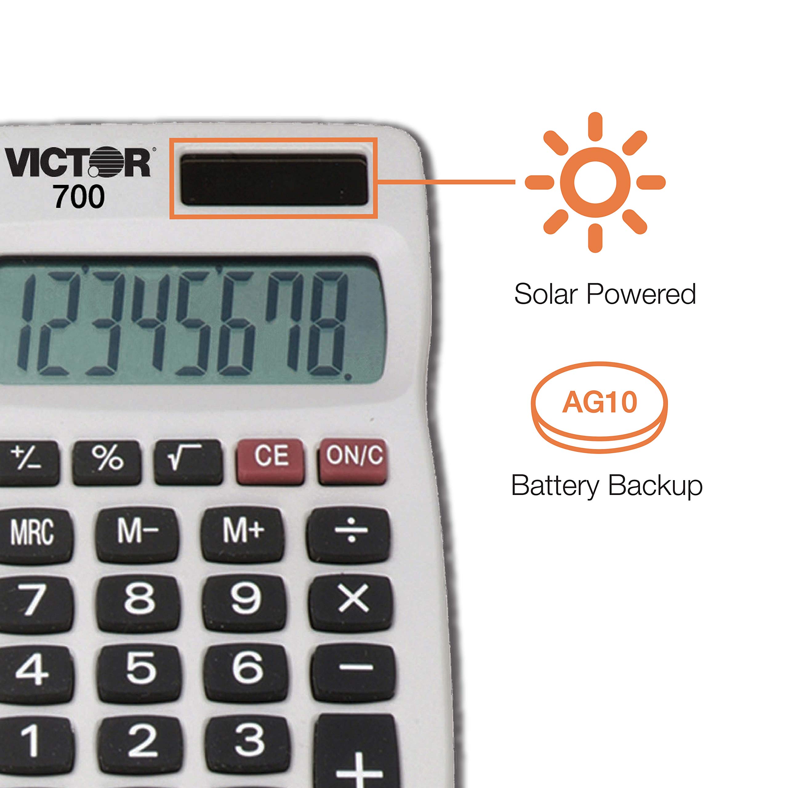 Victor 700 8 Digit Pocket Calculator, White, Great for carrying in backpacks, purses and breifcases
