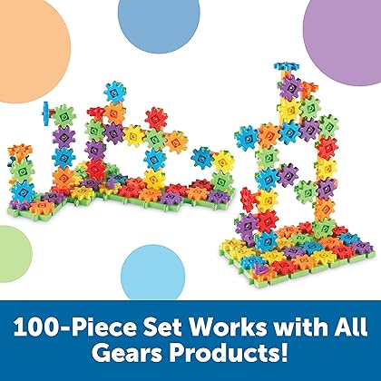 Learning Resources Gears! Gears! Gears! 100-Piece Deluxe Building Set - Ages 3+, Preschool Building Sets, Gears Toys for Kids, STEM Toys for Toddlers, Construction Toy Set,Back to School Gifts