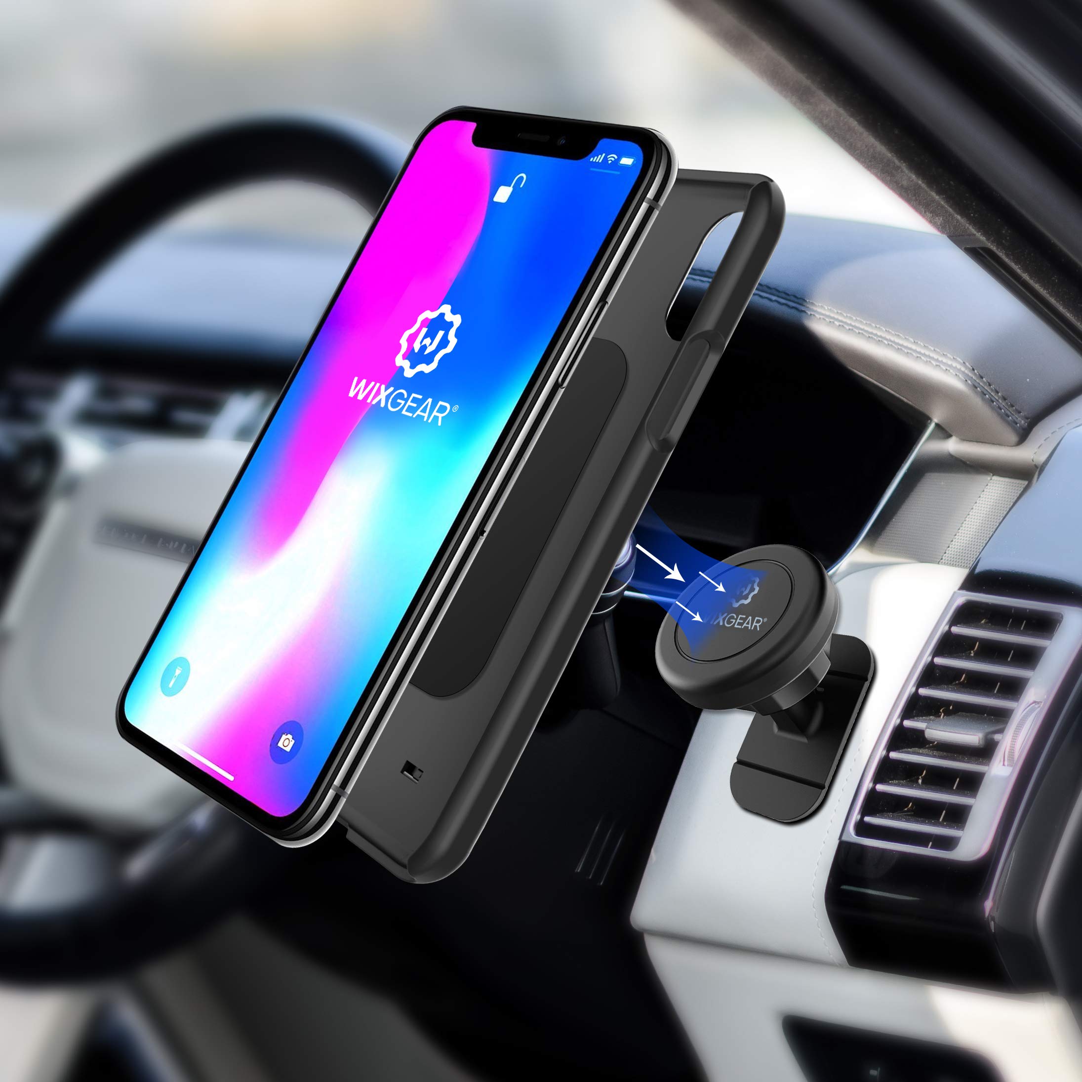WixGear Magnetic Mount, Universal Stick-On Dashboard Magnetic Car Mount Holder, for Cell Phones and Mini Tablets with Fast Swift-snap Technology, Magnetic Cell Phone Mount
