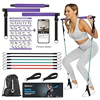 Portable Pilates Bar Kit with Resistance Bands for Men and Women - 3 Set Exercise Resistance Bands - Multifunctional Home Gym - Supports Full-Body Workouts – with Fitness Poster and Video