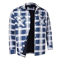4x Big Mens Winter Coats Casual Check Square Lapel Pocket Hoodless Fastening Clip Cotton Jacket Top Ultralight down Jacket