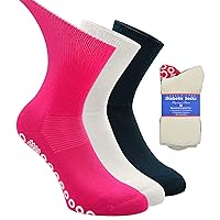 Socks Daze Non-Skid Diabetic Socks for Men Women with Grips, Non-Binding Crew Circulation Half Cushioned Non Slip Socks