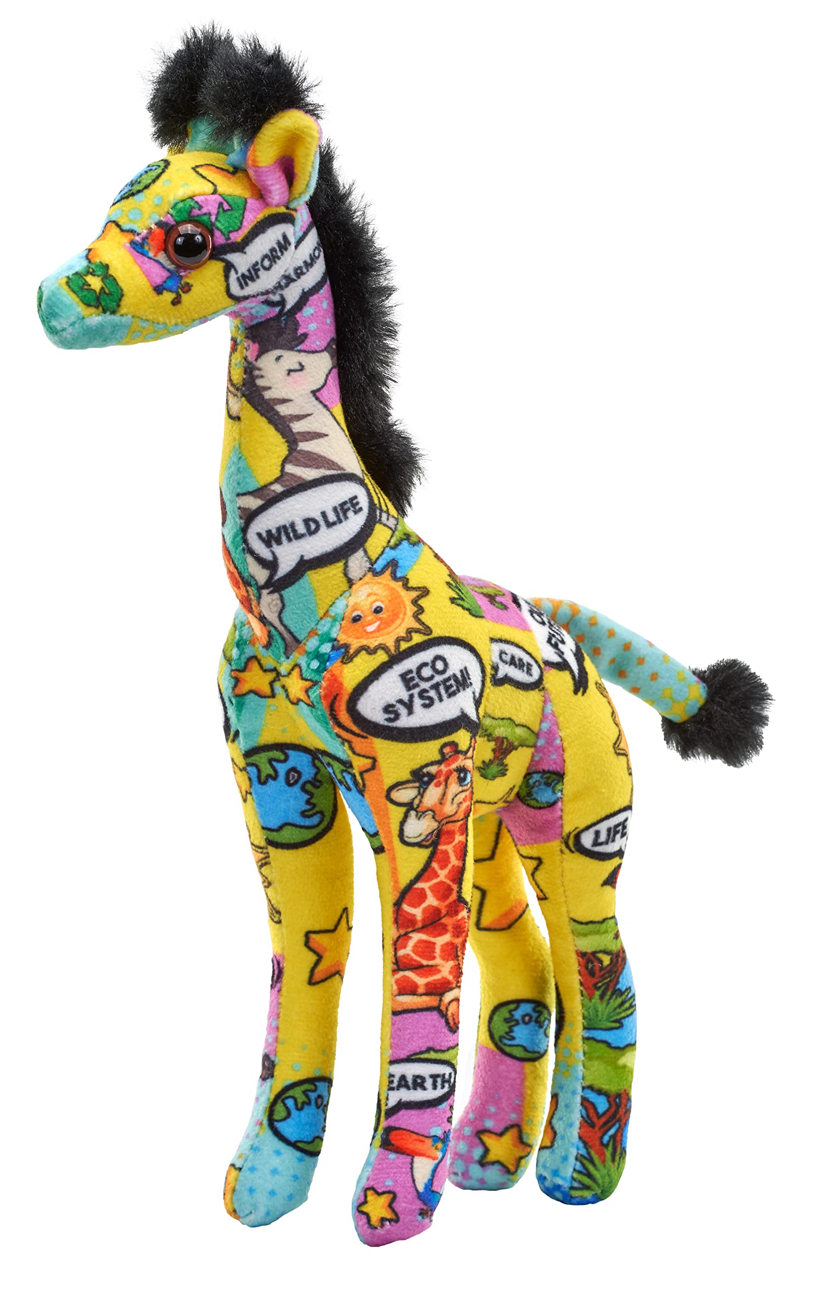 WILD REPUBLIC Message from The Planet Mini, Giraffe, Stuffed Animal, 5 inches, Gift for Kids, Plush Toy, Made from Spun Recycled Water Bottles, Eco Friendly, Child’s Room Decor