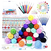 LIHAO Yarn Set Crochet Kit for Beginners115Pcs Crochet Yarn Set for Crocheting Knitting Includes Everthing for Adult or Kids to Make Amigurumi and Crocheting Kit Projects