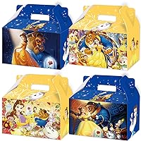 MSJEHQI Princess Belle Party Gift Bags for Beauty Beast Birthday Party Supplies Favor Belle Goodie Bags, Candy Bags, Tote Bags, Gift Bags, Treat Bags with 4 Different Types(16 Pcs)