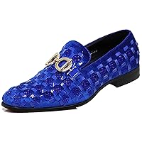 Enzo Romeo UTA Men's Fashion Rhinestone Glitter Buckle Slip On Dress Shoes