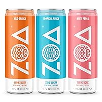 ZOA Sugar-Free Energy Drink Bundle Pack | 12 Fl Oz (Pack of 36) | Tropical Punch, White Peach, Wild Orange | Healthy Vitamin C, B6 & B12