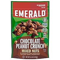 Emerald Nuts Chocolate Peanut Crunch Mixed Nuts (1-Pack) | Features Cocoa Roasted Almonds, Kettle Glazed Pecans, Kettle Glazed Peanuts | 5.5 Oz Resealable Bag | Kosher Dairy Certified, Non-GMO, Contains No Artificial Preservatives, Flavors or Synthetic Colors