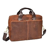 Leather Briefcase Vintage TAN Laptop Office File Case Messenger Shoulder Bag New - Hanoi, Tan, L, Briefcase
