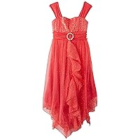 Bonnie Jean Big Girls' Coral Ruffle Front Dress