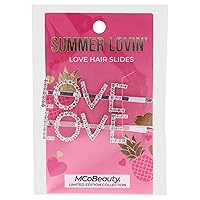 Summer Lovin Hair Slides - Instantly Elevate Your Look - Perfect For Pinning Back Shorter Layers - Easy Use - Silver-Toned - Secures Flyaway Hairs Into Place - Love - 2 Pc Clips,I0101762